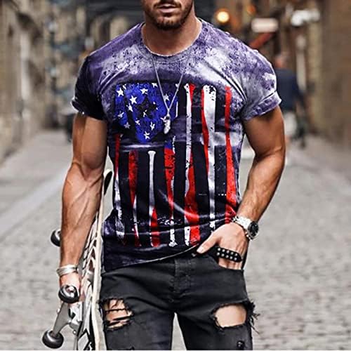 חולצות T פטריוטיות של Ruiruilico לגברים דגל אמריקה דגל קיץ שרוולים קצרים מזדמנים נוחים רופפים כושר גרפי גרפי