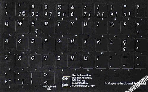 פורטוגזית מסורתית ללא שקוף מדבקות שחור רקע עבור מחשבים ניידים מחשבים שולחניים מקלדות