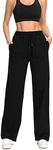 מכנסי טרניעה לנשים של Cakcton עם כיסים רצים מותניים גבוהים אימון רופף יוגה טרקלין שרוך מכנסי ספורט מזדמנים פעילים
