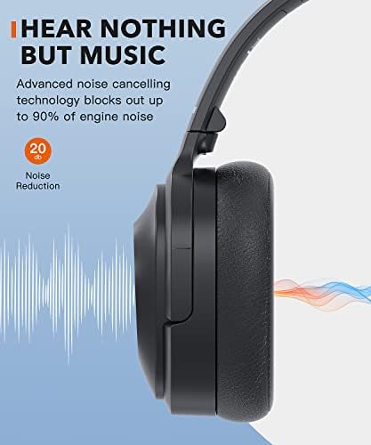 Infurture Q1 אוזניות ביטול רעש פעיל עם מיקרופון ， אלחוטי מעל אוזניות Bluetooth באוזן, בס עמוק, כוסות אוזניים