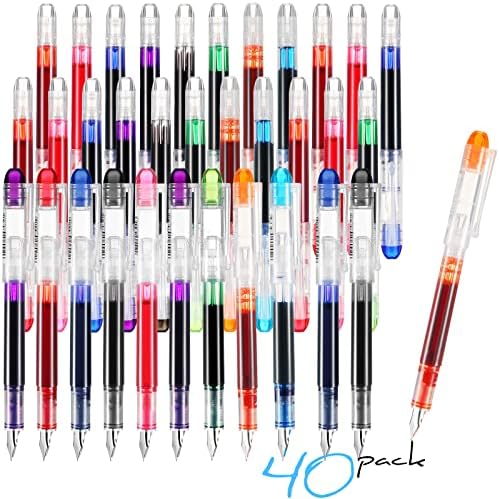 40 חבילות סט עטים מזרקות חד פעמיות, עטים מזרקת דיו צבעונית לכתיבה, עיצוב קליגרפיה קלאסי משובח במיוחד עטים