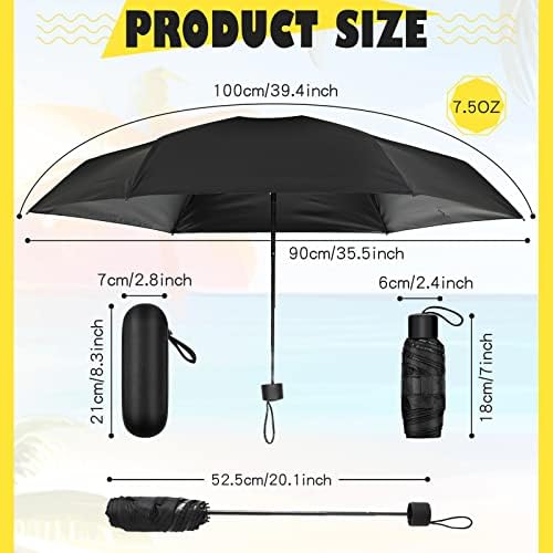 6 יחידות מיני נסיעות מטריות עם מקרה קטן מטרייה עבור שמש וגשם רוח נייד קומפקטי שמשייה מתקפל קל משקל מטרייה שחור מטרייה זעיר