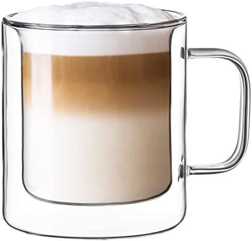 ספלי קפה מזכוכית כפולה-סט של שתי כוסות קפה ידידותיות לשתייה חמה-זכוכית בורוסיליקט שקופה בנפח 12 עוז - אביזרי