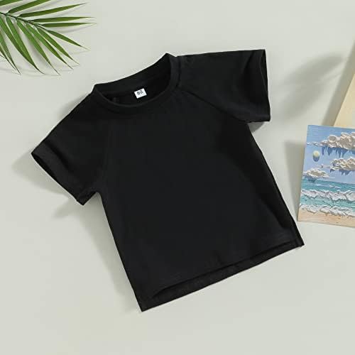 יוניסקס תינוקת ילד צוות צוות צוואר חולצת טריקו כותנה שרוול קצר חולצות בצבע אחיד חולצות ג'רזי