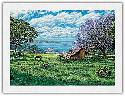 אולופלקואה אפקונטרי-מאווי, הוואי-מציור צבעוני מקורי מאת הנס אולסון-שלט אמנות עץ וינטג '8 אינץ ' 12 אינץ'