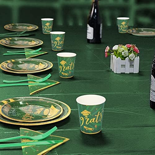 גודווילה 168 יחידות ציוד למסיבת סיום, צלחות סיום ומפיות 2023 מגישים 24 אורחים, צלחות נייר חד פעמיות למסיבה,מפיות,כוסות,