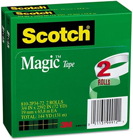 Scotch 8102P3472 מילוי קלטת קסמים, 3/4 אינץ 'x 2592 אינץ', ליבה בגודל 3 אינץ ', 2/חבילה