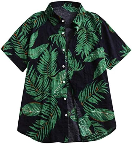 XXBR Mens Summer חולצות הוואי שרוול קצר