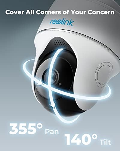מצלמת אבטחה מחדש של Reolink חיצונית אלחוטית, מצלמת ארגוס PT עם צרור לוח סולארי-פאן פאן אלחוטית המופעלת סולארית WIFI