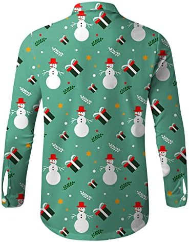 חולצות גברים של ווקאצ'י חג המולד, כפתור למטה חג המולד סנטה קלאוס טירור תלבושות מסיבת צווארון חולצה של שרוול