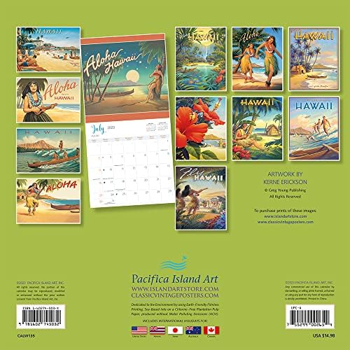 Aloha Hawaii - 2024 לוח השנה של דלוקס קיר - אמנות וינטג 'של קרן אריקסון
