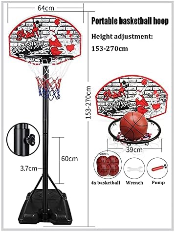 153-270 סמ גובה מתכוונן כדורסל חישוק משלוח עומד נייד כדורסל סטנד לילדים עומד כדורסל סטנד לילדים נוער