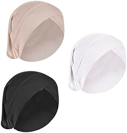 3 יחידות נשים תחת צעיף חיג'אב כובע איסלאם צבע מוצק מוסלמי חוצה טורבן כובע פנימי רך מכסה צינור גופיות רך