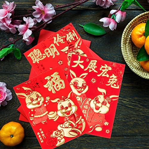 קישוטי חתונה סיני אדום מעטפות 60 יחידות סיני ארנב שנה אדום מעטפת מזל כסף מנות הונג באו מעטפת 2023 סיני אדום כיסים