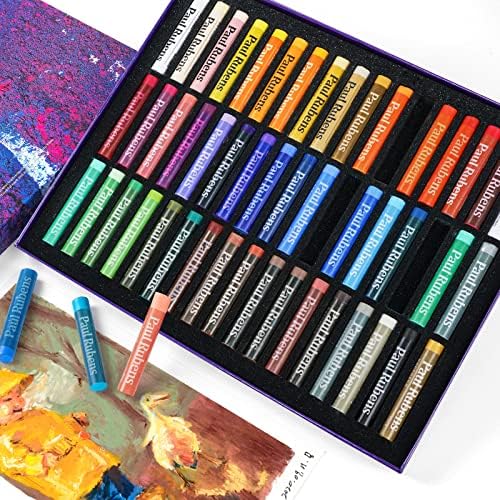 פול רובנס פסטלים, 50 צבעים אמן פסטלים שמן רך+ בעבודת יד 40 צבעים תוססים פסטלים גיר, מתאים לאמנים, מתחילים, סטודנטים,