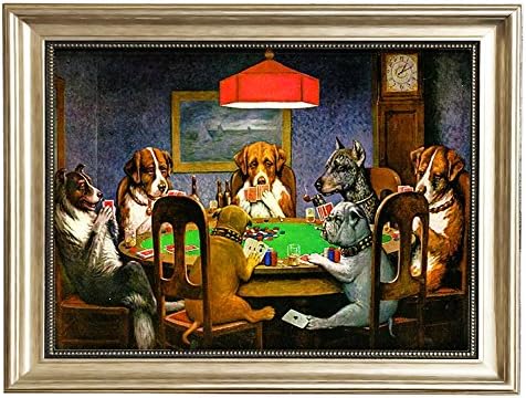 אליטארט-כלבים מנגנים פוקר מאת קאסיוס מרסלוס קולידג 'ציור שמן רבייה רבייה קיר קיר קיר קיר בד הדפסי גודל ממוסגר: 26 x29