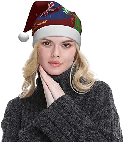 איי הבתולה הבריטיים דגל שפות מצחיק מבוגרים קטיפה סנטה כובע חג המולד כובע לנשים & מגבר; גברים חג המולד חג כובע