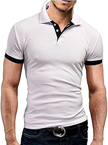 וונקומג1 חולצת פולו תערובת כותנה לגברים, חולצת גולף טניס עם שרוול קצר צווארון ניגוד ספורט אתלטי אקטיבי