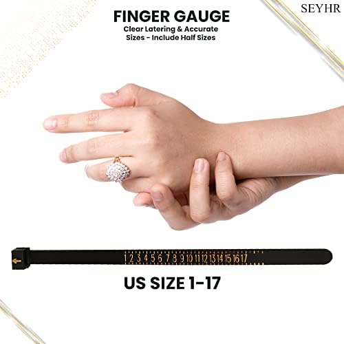 סייזר טבעת סייזר מדידת חגורת ארהב גודל 1-17 שחור טבעת אומדת כלי, לשימוש חוזר אצבע סייזר חגורה-מתכוונן טבעת