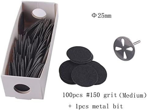 MZCMSL 100 יחידות דיסק נייר זכוכית ו 1 יחידות מתכת, 3/32 SHANK PEDICURE SICKING BIT לעור מת קובץ רגלי חשמלי 150