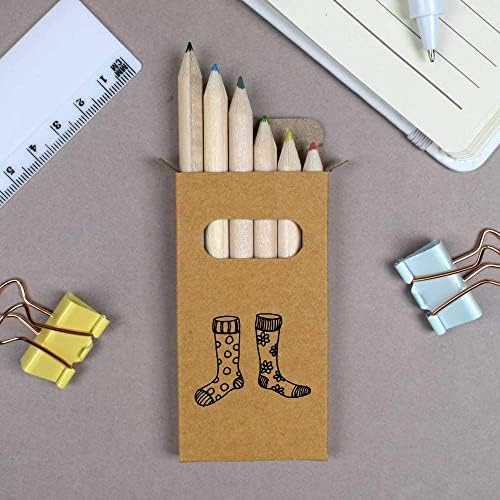 Azeeda 6 x 'גרביים מוזרות' עפרונות קצרים של 85 ממ/סט עיפרון צבעוני