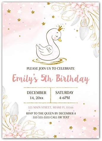 30 הזמנות ברבור ילדה מקלחת לתינוק או נייר צילום מסיבת יום הולדת