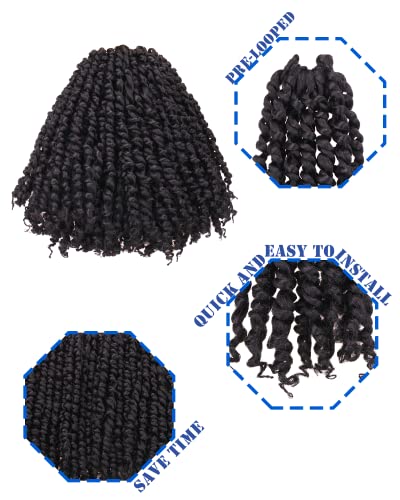 תשוקה טוויסט סרוגה שיער לנשים שחורות - 9 חבילות 10 סנטימטרים טבעי שחור מראש מעוות מראש כרך קצר סרוגה שיער, רך סינטטי צמת