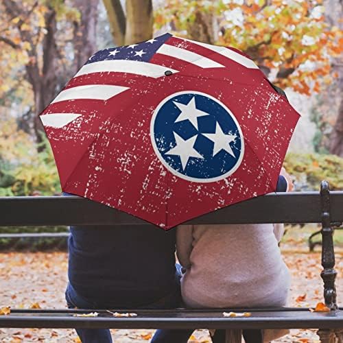 מטריית נסיעות דגל מדינת טנסי אמריקה מטרייה מתקפלת אטומה לרוח לגשם סגירה פתוחה אוטומטית