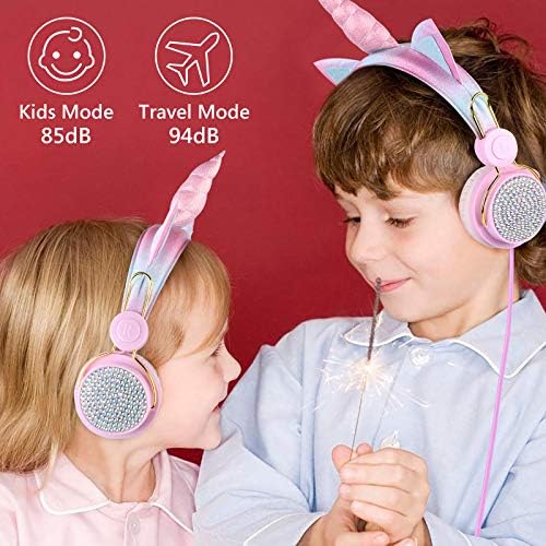 אוזניות של Geekria Kids עם מיקרופון, סטריאו לא מנוסה באוזניות ג'ק 3.5 ממ לכיתת ילדים בת 5-12 ולמידה מקוונת,