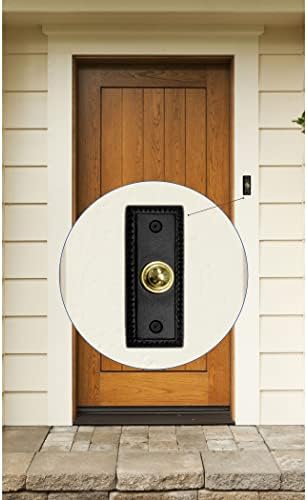כפתור פעמון דלת אקאטבה עם סט ציר - 2 חתיכות צירי שער לגדרות עץ כבד - כפתור לחצן פעמון - כפתור פעמון קווי - צירי אסם