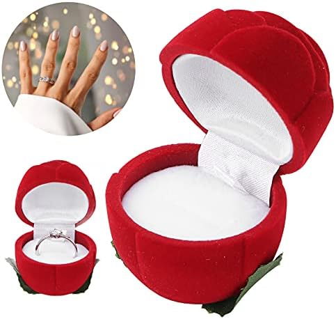 קופסת תכשיטים GFRGFH, ארגז טבעת ורד, קופסאות מתנה של תכשיטי סאטן לימי נישואין, חתונות, ימי הולדת