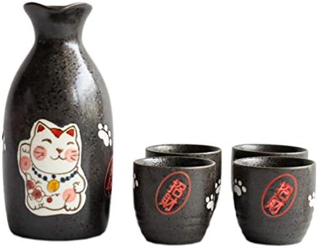 המוטון 1 סט כוס סאקה יפנית סט מסורתי מצויר ביד מנקי Neko Fortune חתול חרסינה חרס חרס כוס מלאכה כוסות יין כוסות שתייה לשתייה