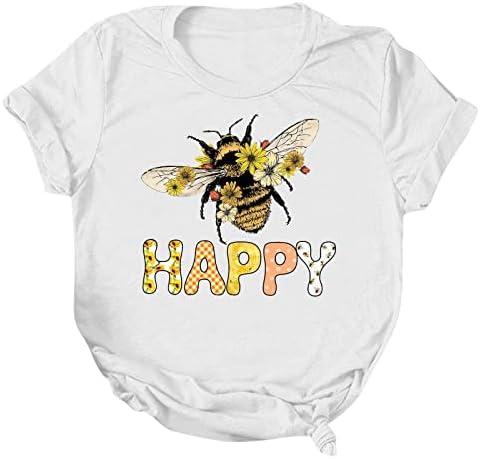 פסטיבל דבורים נשים צמרות קיץ שרוול קצר דבורים מצחיקות אותיות מודפסות חולצות טייס סוודר רופף מזדמן