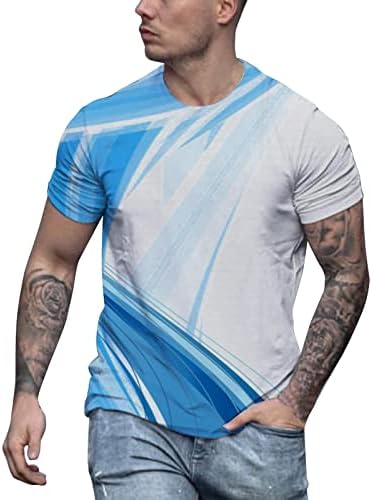 חולצות טריקו בקיץ של Beuu לגברים, אופנת רחוב מגניבה פס הדפס גרפי טופ חולית חייל אתלט חולצת שרוול קצר