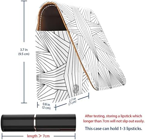 אוריואקאן שפתון מקרה עם מראה חמוד נייד איפור תיק קוסמטי פאוץ, 3 ד דפוס מודרני גיאומטרי קו אמנות