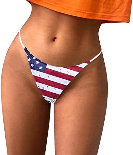 4 ביולי תחתוני חוטיני לנשים רצועות מין שובבות T-Back-Back דגל אמריקאי דגל נמוך מותניים נוחים תקצירים רכים