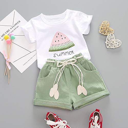 XFGLCK 1-4T פעוטות ילדים תינוקות תינוקות קיץ תלבושות בגדים בגדים אופים הדפסים + מכנסי מכנסיים עם חגורה קצרה