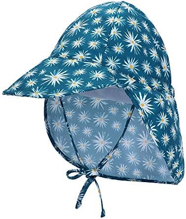 בנות תינוקות בנות כובע שמש כובע פעוטות מתכווננת קיץ UPF 50+ הגנת שמש כובע דש חוף עם שולי רחב