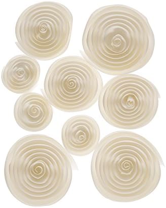 פרחי נייר מגולגלים של דריס לבן, 9 חלקים