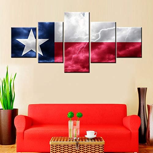 5 חלקים קיר קיר קיר אינדיאנים אמריקאים אמריקה טקסס דגל מדינת תמונות ציורים אדומים לבנים לסלון יצירות אמנות פטריוטיות