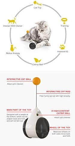 NO/מותג מאוזן חתול רודף צעצועים לחתולים אינטראקטיביים צעצועים, צעצוע של 180 מעלות של מכונית כדור עצמית עם CATNIP TITTINGTERACTIN