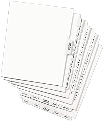 אייברי 11946 בסגנון אייברי מודפס מראש מחלק לשונית תחתונה משפטית, תערוכה ז, אות, לבן, 25 / פק