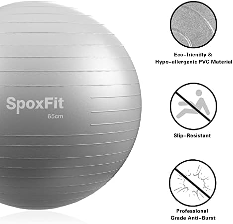 ספוקספיט תרגיל כדור, 65 ס מ נגד פרץ יוגה כדור, יציבות כושר כדור ללידה & מגבר; כוח הליבה אימון, כולל משאבה מהירה & מגבר; אימון