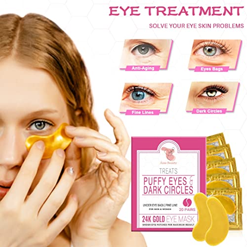 תחת טלאי מסיכת עיניים -20 זוגות - מסכת פנים מוצרי טיפוח לעור לעיניים נפוחות - טלאי עיניים טבעוניות ללא אכזריות