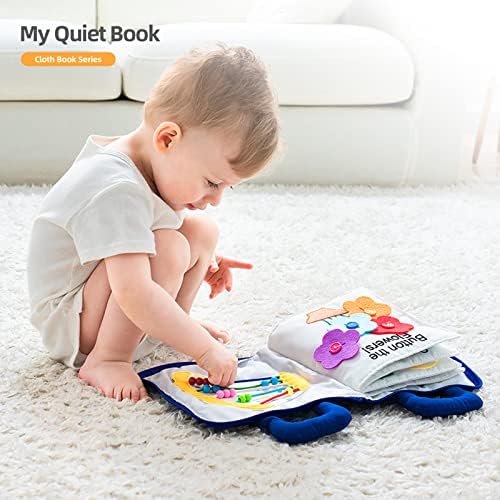 ספר שקט של Jollybaby Montessori צעצועים, פעוטות טיולים צעצועים, פעילויות למידה בגיל הרך צעצוע חינוכי מוקדם, 10 פעילויות