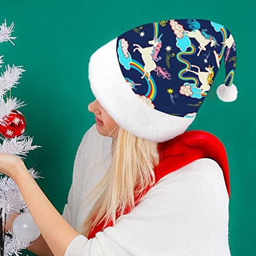 פנטזיה חד קרן מצחיק חג המולד כובע סנטה קלאוס כובעי קצר קטיפה עם לבן חפתים עבור חג המולד חג מסיבת אספקת קישוט