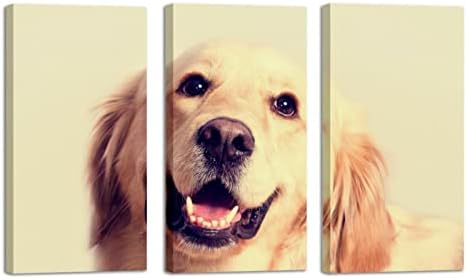 אמנות קיר לסלון, חמוד גולדן רטריבר כלב ממוסגר ציור שמן דקורטיבי סט יצירות אמנות מודרניות דקורטיביות מוכנות לתלות 20