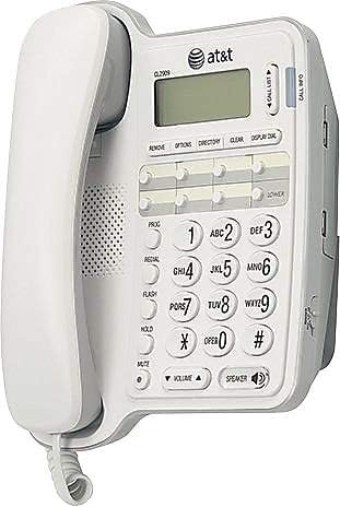 AT&T CL2909 רמקול רמקול עם זיהוי מתקשר/שיחה המתנה, לבן