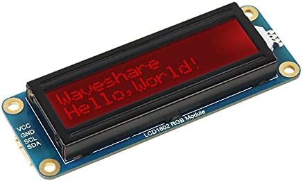 WaveShare 1602 LCD תצוגת RGB מודול 16x2 תווים 16M צבעים צבעי תאורה אחורית RGB מודול LCD, 3.3V/5V תואם, I2C אוטובוס, עבור