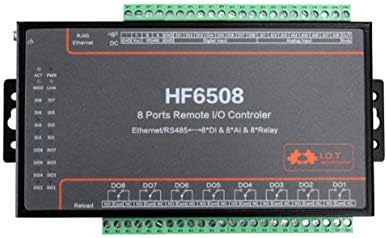 בקר ממסר קלט/פלט מרחוק HF6508 8 יציאת ערוץ RS485 Ethernet ל 8 קלט דיגיטלי פלט קלט אנלוגי תמיכה Modbus TCP RTU